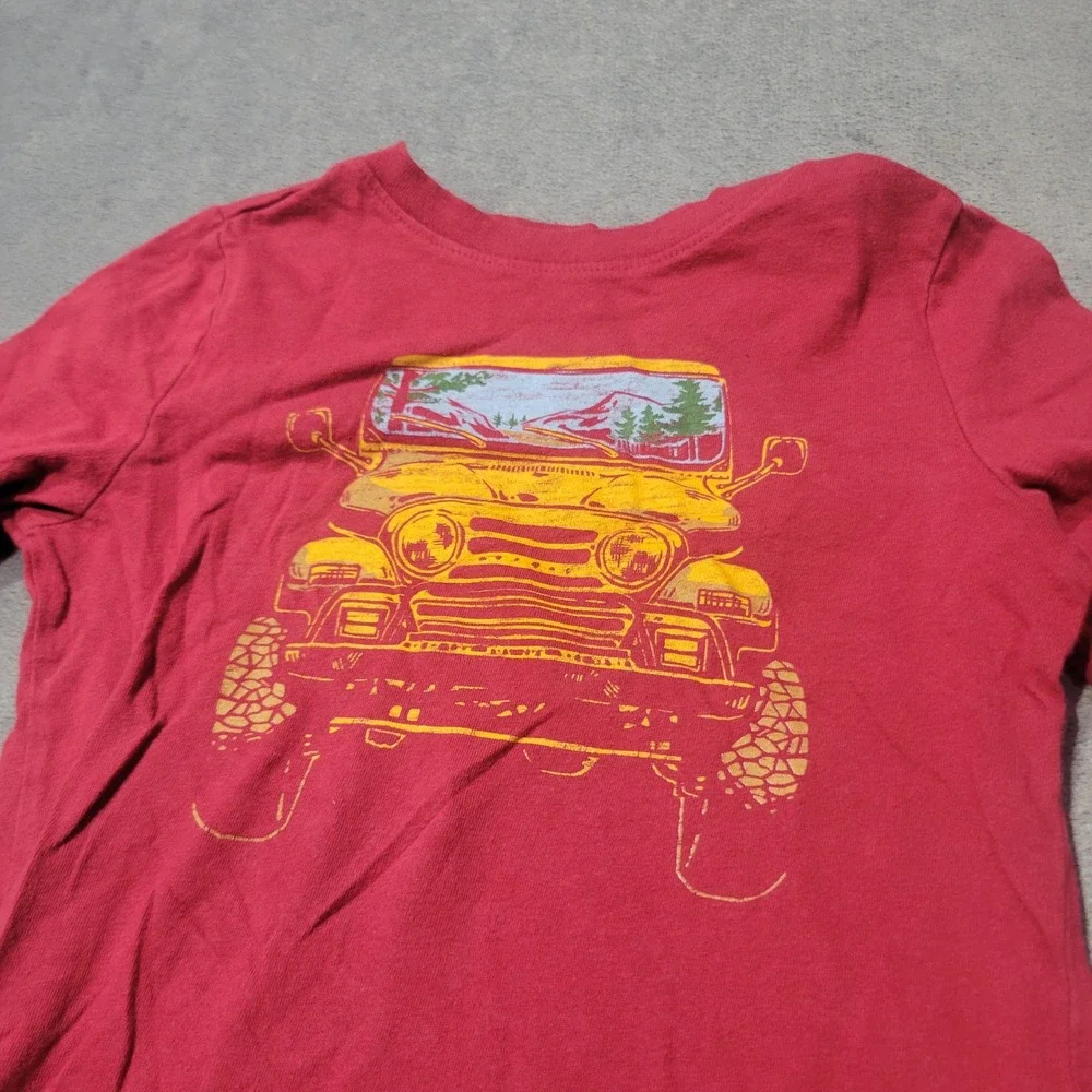 Old Navy Graphic Tee Boys 5T Red Jeep Mountain Off-Road Long Sleeve Cotton Shirt